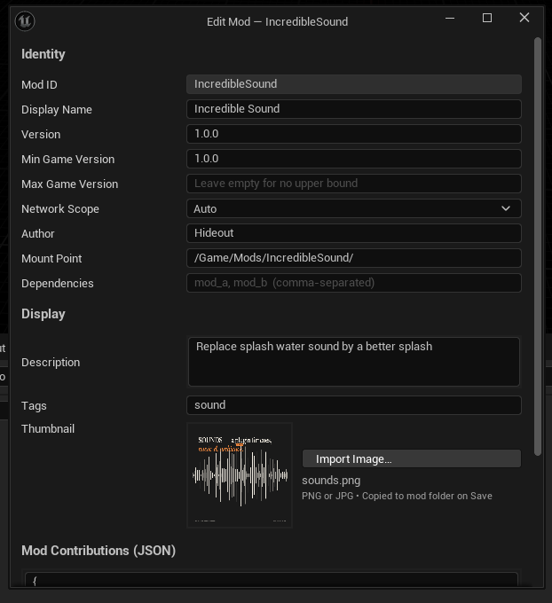 Edit Mod window